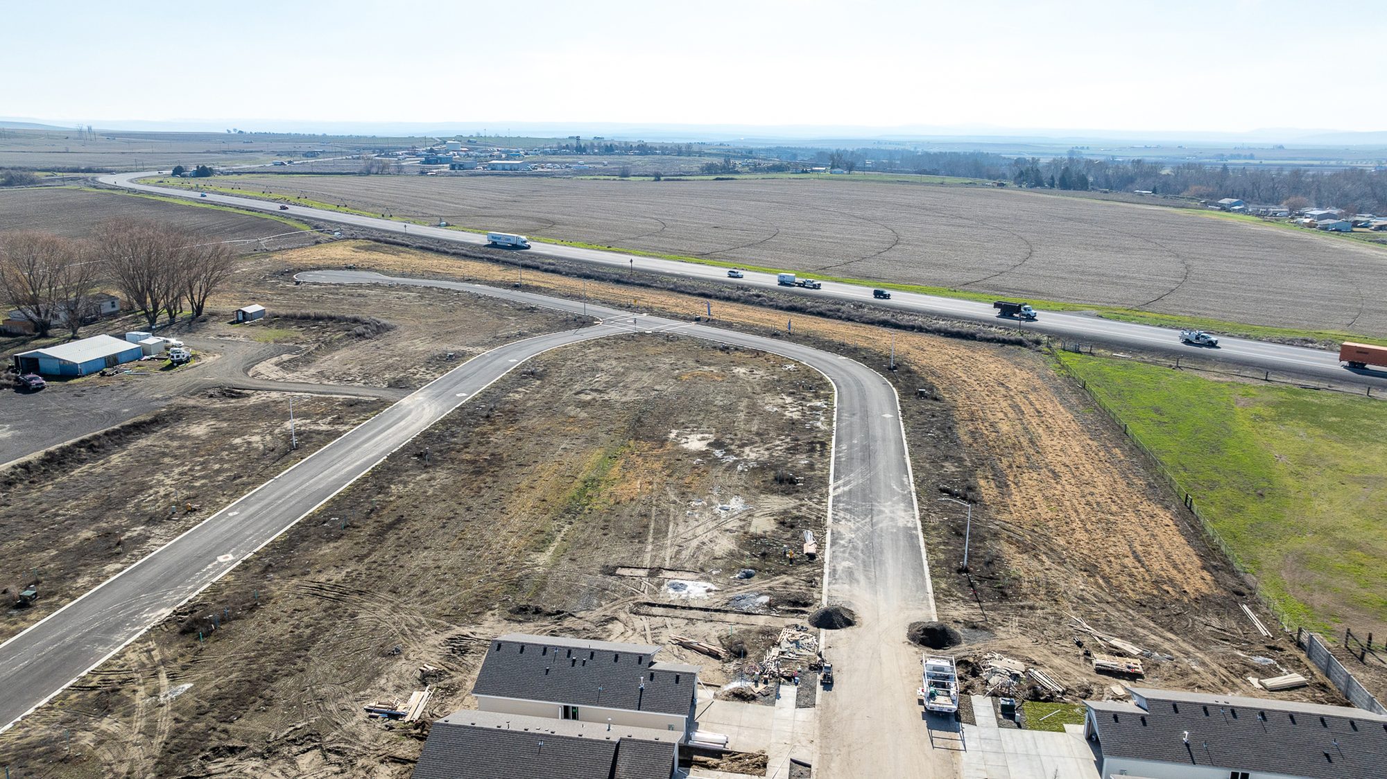 Aerial view of Bumble B Estates, a new home community in Stanfield, Oregon
