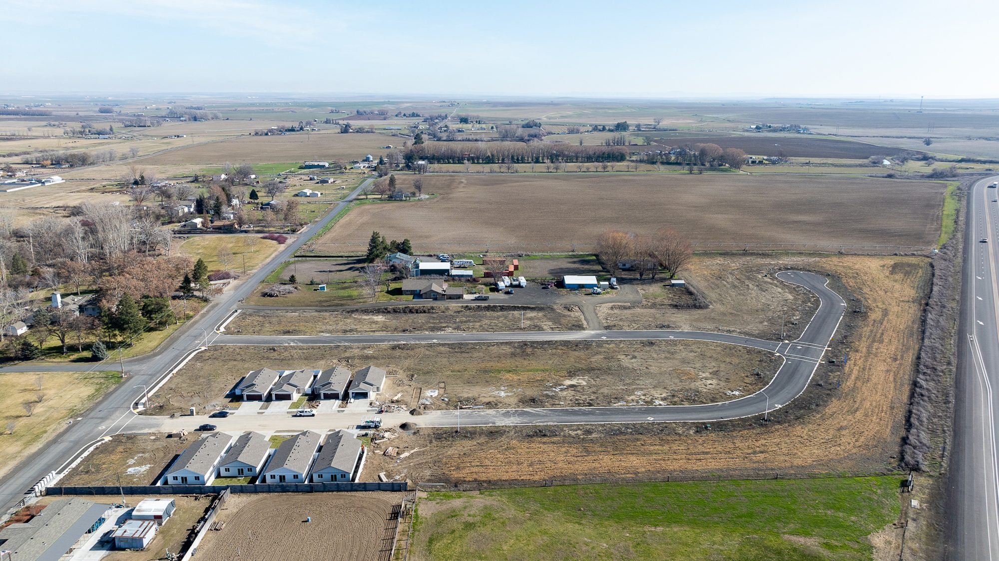 Aerial view of the Bumble B Estates neighborhood in Stanfield, Oregon