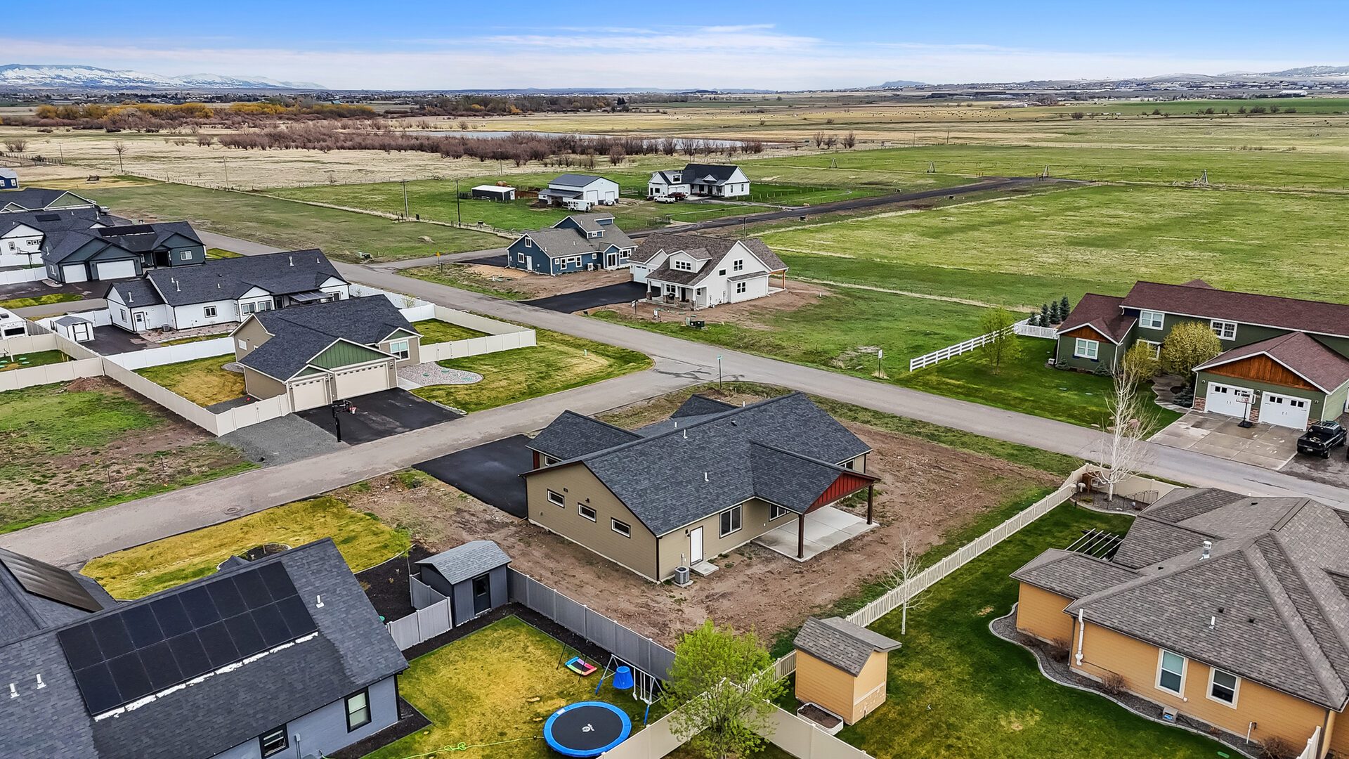 Aerial view of the neighborhood near 3814 Lovegrass Ln