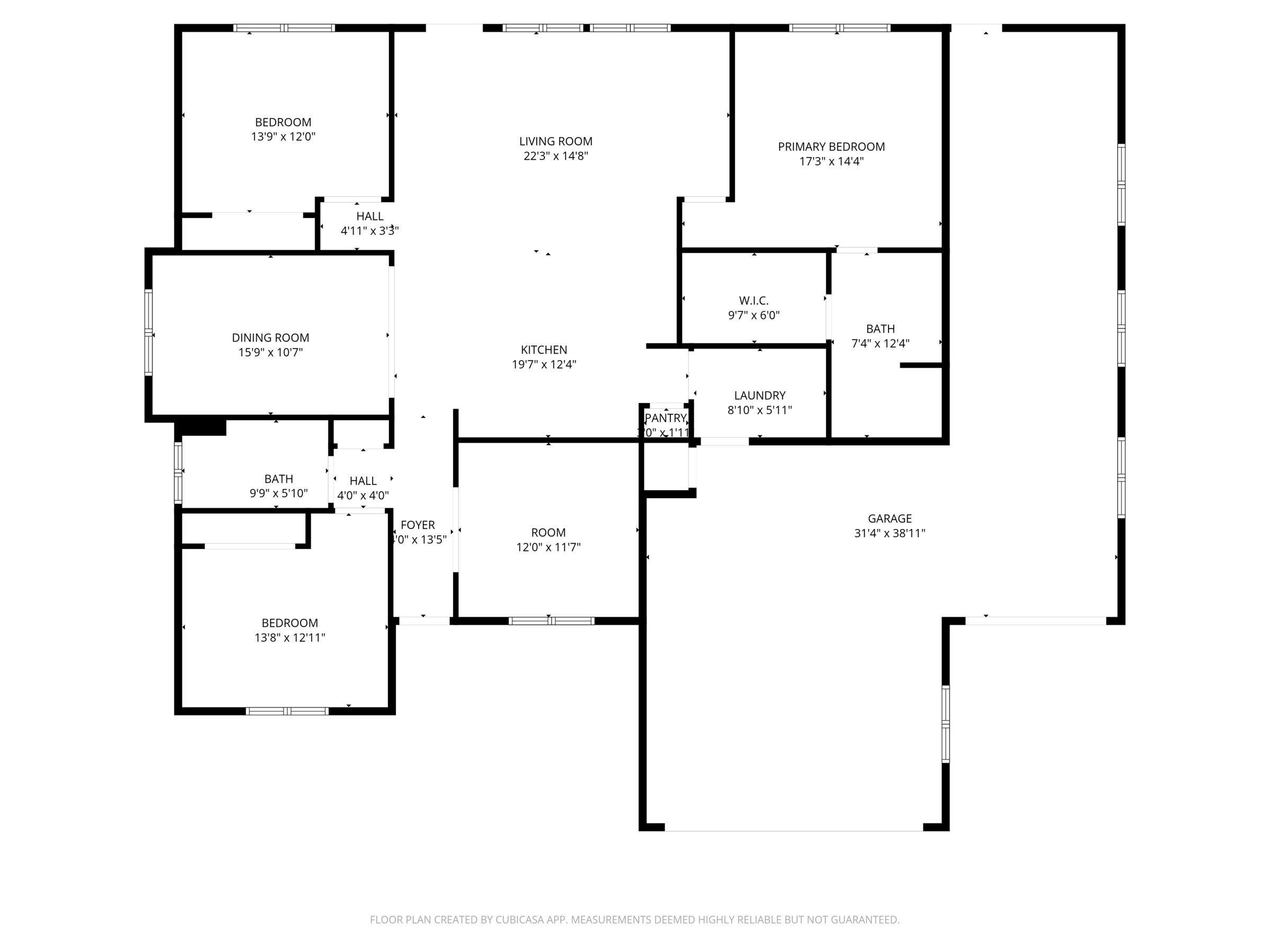 Floor plan of 3814 Lovegrass Ln, a three bedroom two bath Olin Homes ranch home